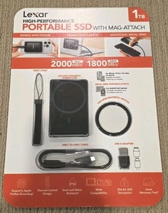 NEW Lexar SL500 High Performance Portable SSD 1TB with Magnetic Set Mag Attach - Picture 1 of 1