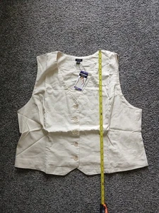Express Women's Classic Fit V-Neck Button Up Linen Vest XXL Cream New - Picture 1 of 18