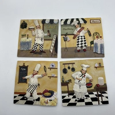 Juego de 4 azulejos decorativos de cocina para colgar en la pared 3D de resina italiana de chef Foto 1 de 4