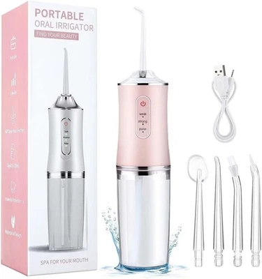 Irrigador oral inalámbrico recargable con agua con hilo dental con 3 modos y 4 puntas Foto 1 de 4