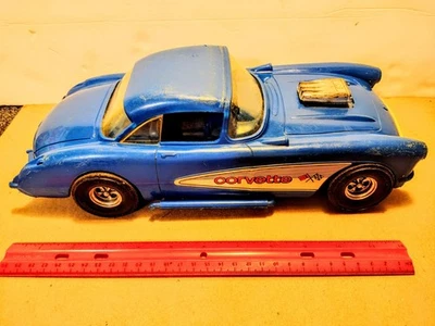 1957 Chevrolet Corvette Tootsie Toys Blue Plastic 1:12 - Image 1 of 4