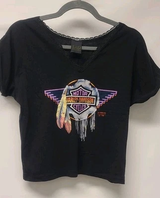 Camiseta corta vintage 3D emblema Harley Davidson gráfica para mujer talla mediana Foto 1 de 4
