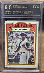 Reggie Jackson In Action #436 1972 Topps HOF !! Mr. OKTOBER!  FCG 6,5 EX - NEUWERTIG - Bild 1 von 2