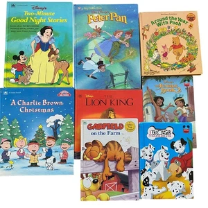 VTG Disney Golden Book children's books lot Snow white peter pan charlie brown j - Imagen 1 de 21