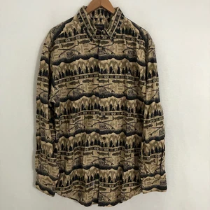 Woolrich Shirt Mens XL Chamois Flannel Button Down Fish Outdoor Nature Gorpcore - Picture 1 of 8