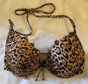 Victorias Secret Leopard Print Push-up Bikini Top Size 32D NWOT - Picture 1 of 3