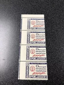 US 1139 Credo- Washington 4Cent Misperf Strip Of 4 Mint Never Hinged. - Picture 1 of 4