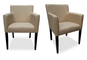 Beige Esszimmerstühle mit Lehnen Stuhl Sessel Echt Leder Stühle Lederstühle - Bild 1 von 8