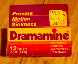RARE vintage 1980s DRAMAMINE box RICHARDSON VICKS pharmaceutical pills medical - Picture 1 of 2