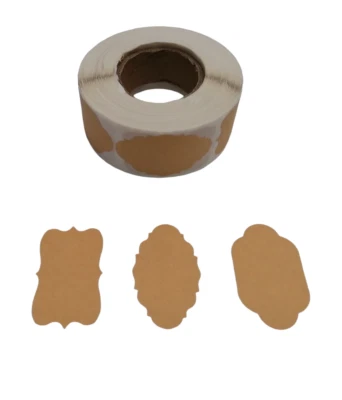 500 Etiketten zum beschriften, Aufkleber selbstklebend Vintage Kraftpapier Boho - Bild 1 von 3