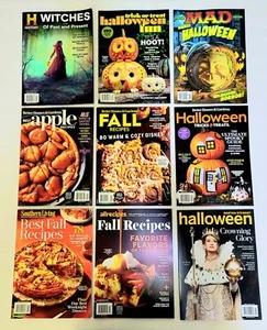 Lot of 9 Fall Autumn Recipes Halloween Witches - BHG Martha Stewart Mad History - Picture 1 of 10