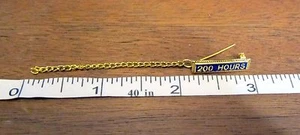 200 Hours Chained Lapel Pin Brass Blue Badge Award Attachment - Picture 1 of 3