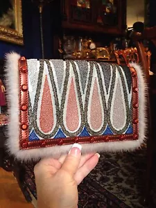***NEU LIMITIERTE EDITION*** FENDI mehrfarbige NERZVERKLEIDUNG Handtasche Clutch Abendtasche - Bild 1 von 12