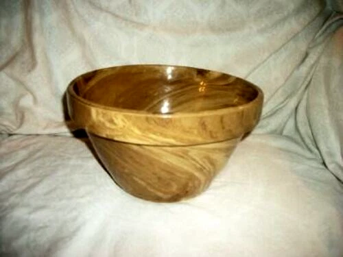 ANTIQUE YELLOW WARE MIXING BOWL BROWN SWIRL COUNTRY AMERICANA PRIMITIVE - Image 1 of 4
