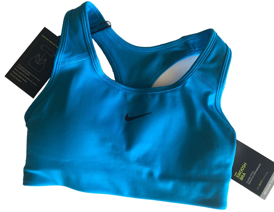 Nike Women's M Swoosh Medium-Support Padded Sports Bra BV3636 Laser Blue