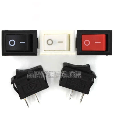 2Pin Small Mini Rectangle Rocker Switch On/Off SPST 6A 250V Red White Black Boat - Image 1 of 2