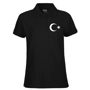 Damen Polo Shirt Türkei Flagge Halbmond und Stern Oberteil Gr. XS-XXL Geschenkid - Picture 1 of 21