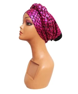 Ladies Pink And Black Turban - Picture 1 of 3