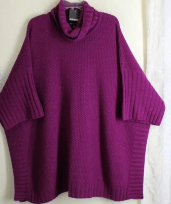 INCREÍBLE NUEVO CON ETIQUETAS Eskandar Púrpura OS Moss Monk Capucha 35"L 100% Cachemira Poncho Suéter  Foto 1 de 4