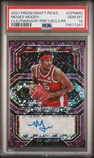 2021 Panini Prizm Draft Picks Moses Moody RC Penmanship Auto Purple /49 PSA 10￼