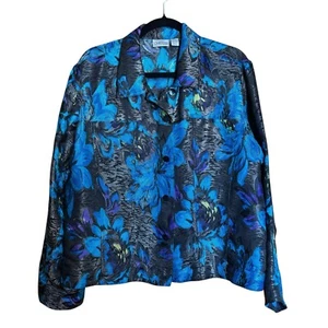 Chicos Top Womens XL Multicolor Floral Tapestry Floral Art To Wear Button Blouse - Picture 1 of 8
