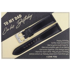To My Dad Black Shell Cordovan Leather Watch Strap Band Gift For His Birthday - Picture 1 of 11