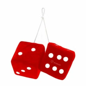 Zone Tech Front Briefcase Car Red Hanging Mirror 3" Fuzzy Dice A Pair - Foto 1 di 5
