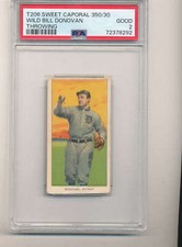 t206 Sweet Caporal 350/30 Wild Bill Donovan Throwing Detroit  psa 2 gd bm4 tradi