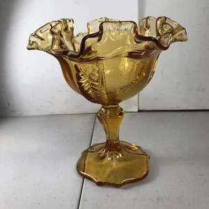 Vintage Fenton Empress Colonial Amberina Glass Compote Bowl with Ruffled Edge - Picture 1 of 9