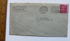 1941 Return Address Ad Cover. J.B. Ferguson. Engineering. Hagerstown, Maryland - Picture 1 of 1