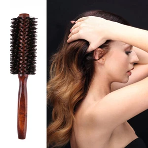 3 Sizes Anti Static Wood Bristle Hair Round Brush Hairdresser Styling - Picture 1 of 7
