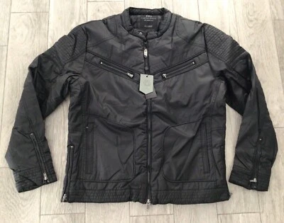 MENS BRAVE SOUL PREMIUM FAUX LEATHER BIKE JACKET GREAT DETAIL BLACK SIZE XL - Image 1 of 2