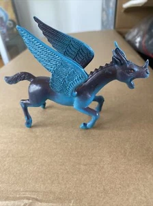 Winged Monster Vintage Blue Flying Horse Pegasus  Rubber Toy Hong Kong 70/80s - Picture 1 of 8