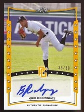 2014 Leaf Perfect Game Showcase Autographs Gold #AER1 Erik Rodriguez 39/50 AUTO