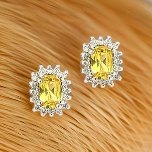 Natural Sapphire Diamond Stud Earrings 14k Gold 1.71 TCW Certified $2,950 121262 - Picture 1 of 16