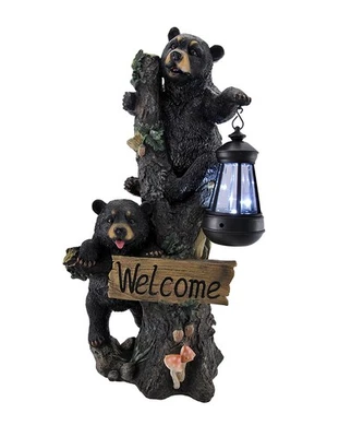 Zeckos Little Rascals Climbing Bear Cubs Solar Light Welcome Statue - Image 1 of 4