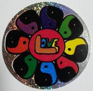 FLOWER POWER--LOVE WHEEL--NEU-Vintage (1997) Automatenaufkleber (#309) - Bild 1 von 2