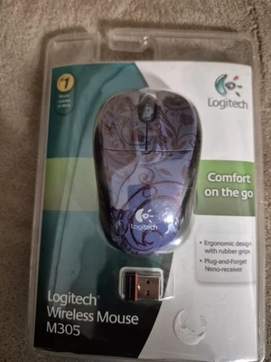 Logitech M305 Wireless Optical Mouse w/ Receiver Purple NEW SEALED - Image 1 of 2
