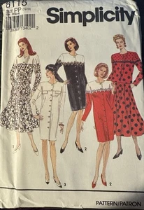 Vtg Simplicity pattern 8115 Misses'/Petite Dresses size 12, 14, 16, 18 uncut - Picture 1 of 2