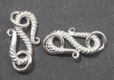 7 PCS 16X11MM SOLID COPPER BALI S HOOK CLASP STERLING SILVER PLATED 531 ATL-296 - Image 1 of 3