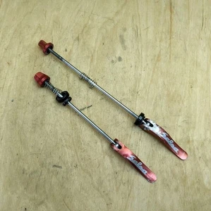 Salsa Red Quick Release Skewers Front & Rear QR Anodized Vintage MTB - Picture 1 of 8