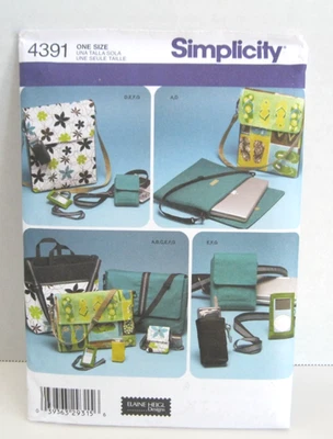 Simplicity 4391 Messenger, Laptop & Tote Bags + Camera & Phone Cases Pattern UC - Image 1 of 2