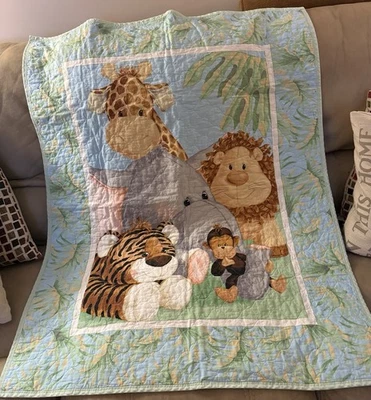 L32- Manta de cuna infantil acolchada vintage hecha a mano en la selva con caña empanada Foto 1 de 4