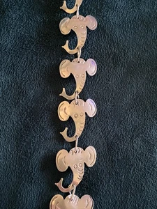 "Lindo brazalete de plata de ley 925 fila de elefantes hecho a mano de 7""" - Imagen 1 de 6