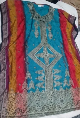 Vestido de casa Sante Classics para mujer Kaftan MuMu verde azulado púrpura rojo negro naranja talla 1 Foto 1 de 4