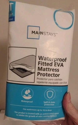 Mainstays Twin Size Waterproof Fitted EVA Mattress Protector 10" Deep 39" X 75" - Image 1 of 4