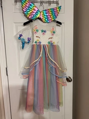 Nuevo Elsa Unicornio Tutú Elegante Vestido de Baile Niña Talla 140cm EE. UU. Talla 10 Foto 1 de 4