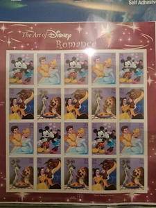ART OF DISNEY ROMANCE SHEET OF 20 US POSTAGE STAMPS. 39 CENT STAMPS. - Picture 1 of 2