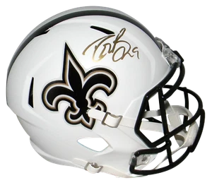 DREW BREES AUTOGRAPHED NEW ORLEANS SAINTS FULL SIZE FLAT WHITE HELMET BECKETT - Picture 1 of 1