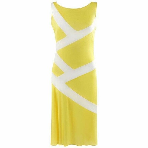 Abito in guaina giallo Alexander McQUEEN S S 1998 ""Doccia dorata"" estetica a righe